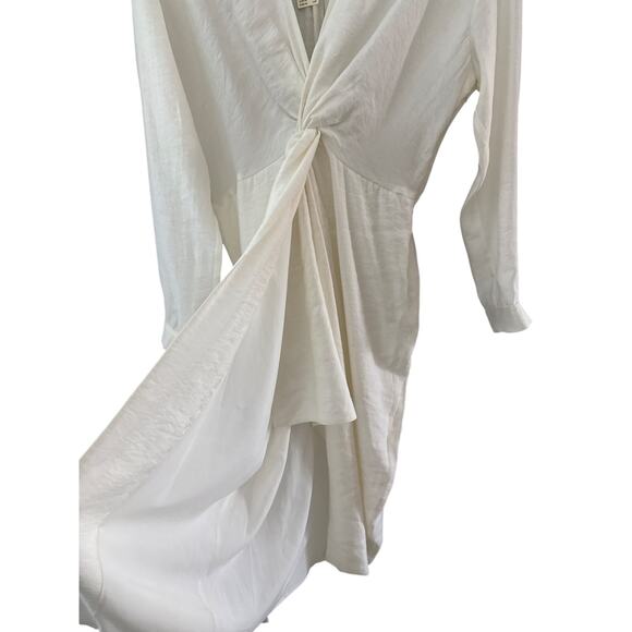 Anthropologie V-Neck Knot Front Midi Dress White Size 6 - Picture 9 of 10